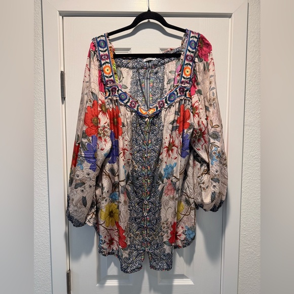 Johnny Was Archibal Silk Floral Blouse - Picture 3 of 6